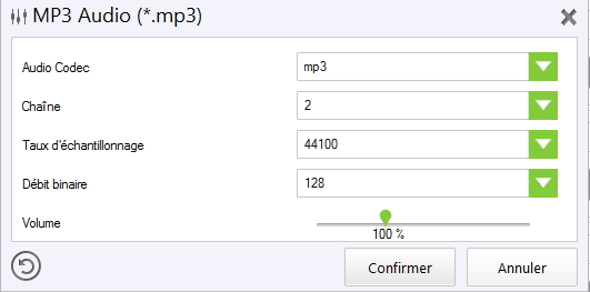 Set output audio parameters