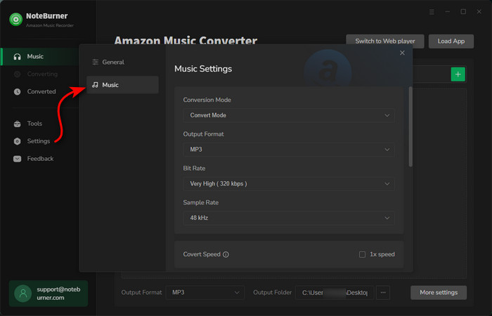 set MP3 as output format