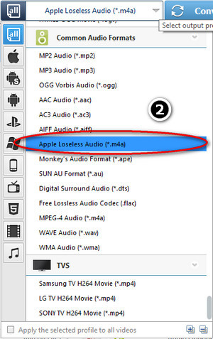 Choose FLAC to Apple Lossless Format
