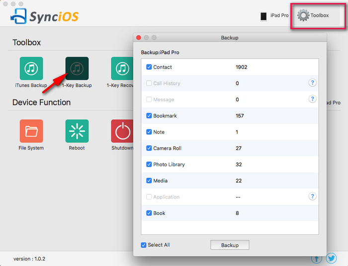 one click backup to mac