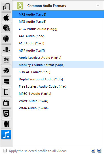 Preset Video Output for audio files