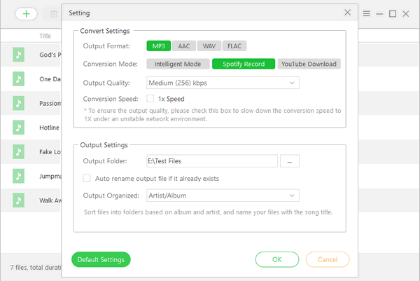 choose output format
